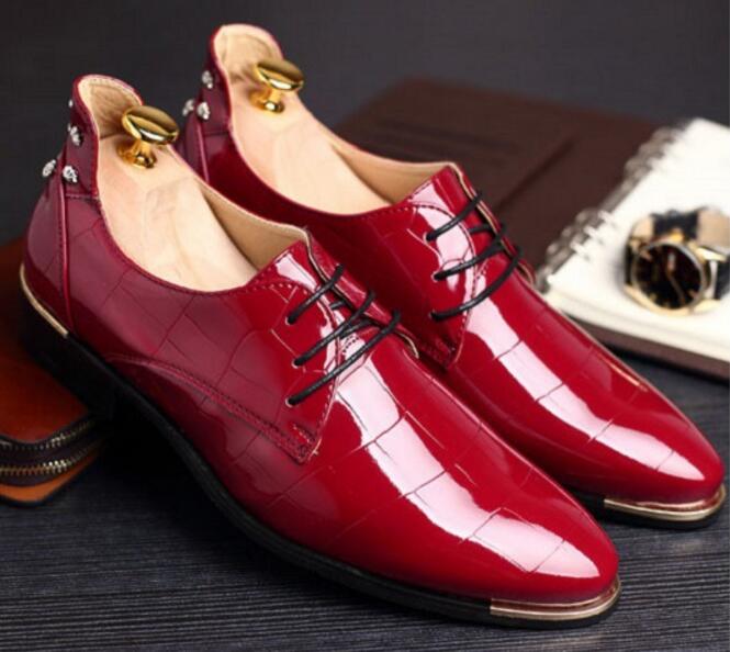

Fashion Italian designer formal mens Rivets Red dress shoes Bottom genuine leather black luxury wedding male shoes office size 37-48, Blue