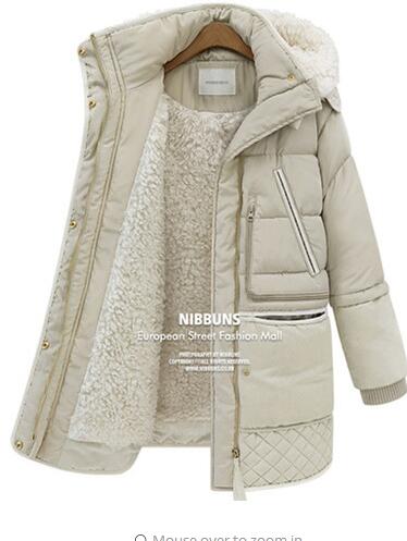 new winter thick down jackets white duck feather lamb wool imitation women's down coat outerwear parkas overcoa