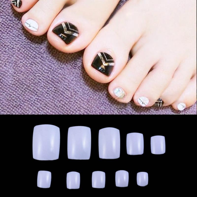 

Wholesale- 500 Pcs Natural /White/Transparent Acrylic False Fake Artificial Toe Nails Tips For Nail Art Decoration free shippinng