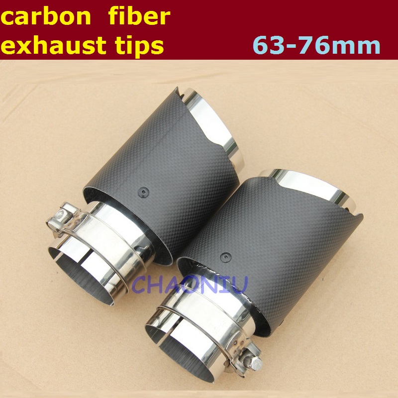 10pcs entrée 63mm sortie 76mm Fibre de carbone Tubs d'extrémité d'extraction d'échappement pour BMW Audi VW Accessoires