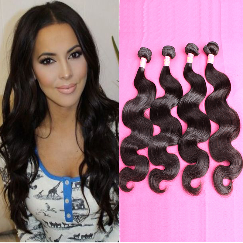 

4pcs/lot 11A Top Grade One Donor Human Hair Bundle Brazilian Indian Malaysian Peruvian Unprocessed Hair Weaves Body Wave can be dyed to 613 Bella Hair, Natural color