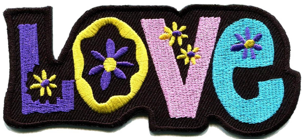 

Custom Love peace hippie boho retro flower power hippy embroidered iron-on patch new design badge free shipping, Black