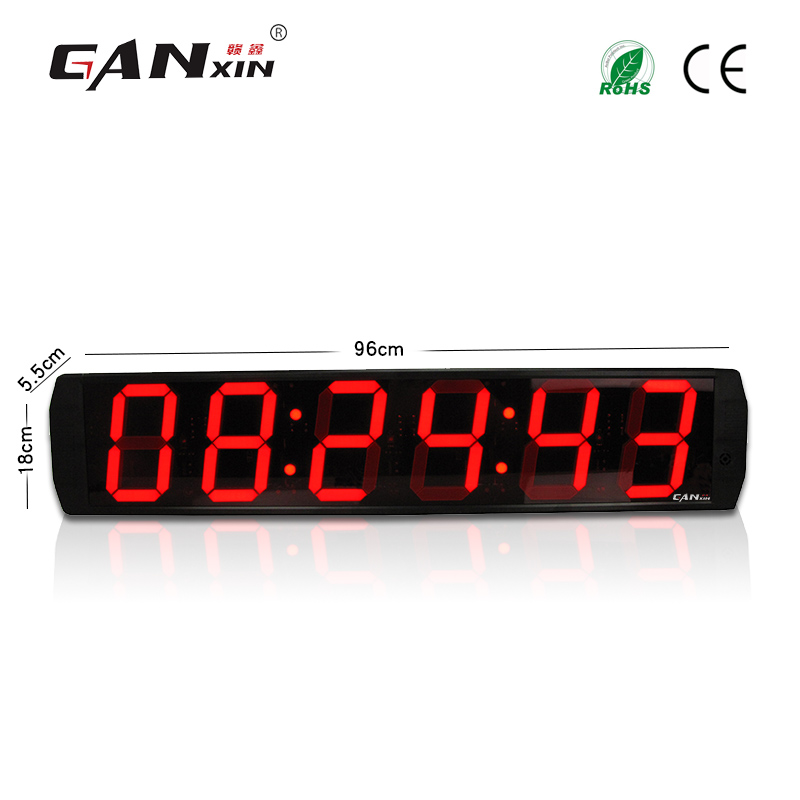 [GANXIN]Hot Sell 6 inch 6 Digits Indoor Clock Large LED Display Digital Office Clock Pro Garage Edition Wall Timer-image-405086562
