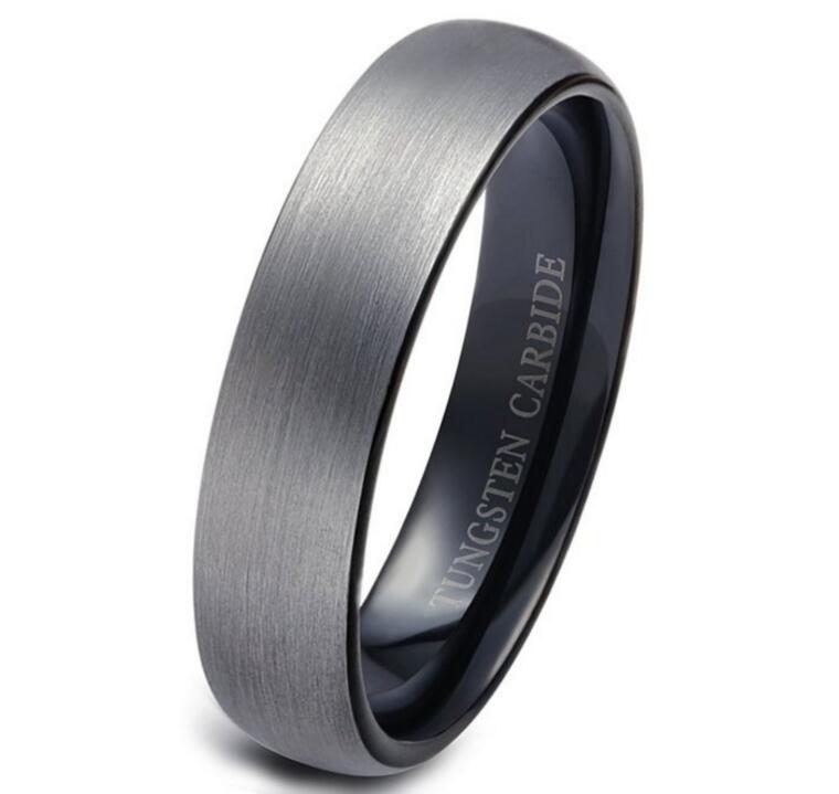 

Tungsten Rings for Men Wedding Engagement Band Brushed Black 6mm, Silver
