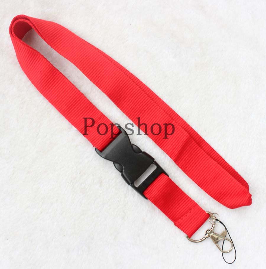

Pure color! Lanyard Keychain Key Chain ID Badge cell phone holder Neck Strap blak and red. free shipping