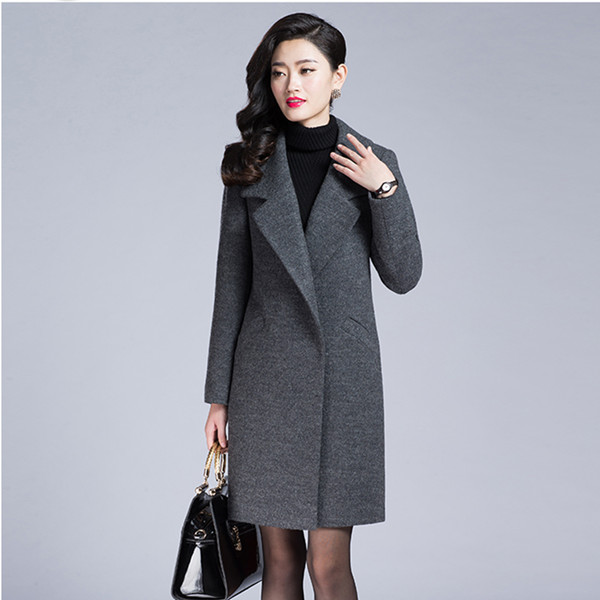 Women Temperament Slim Long Wool Blend Coat Ladies Fashion Classic Woolen Overcoat 2017 New Winter Warm Coats