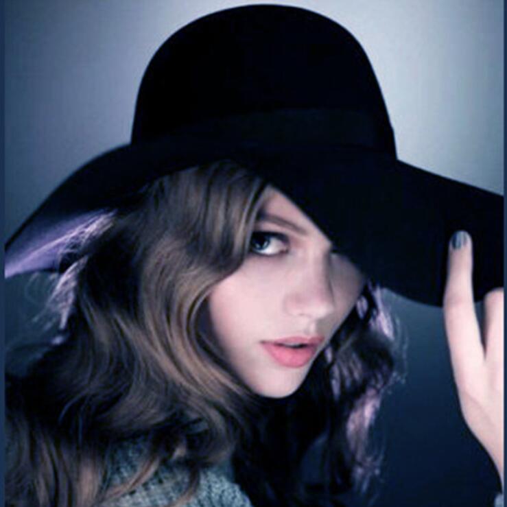 

Women's Wool Sun Hat Floppy Hats with Bowknots Wide Brim Beach Garden Style Foldable Federo Spring Winter Large Brim LC, Navy blue