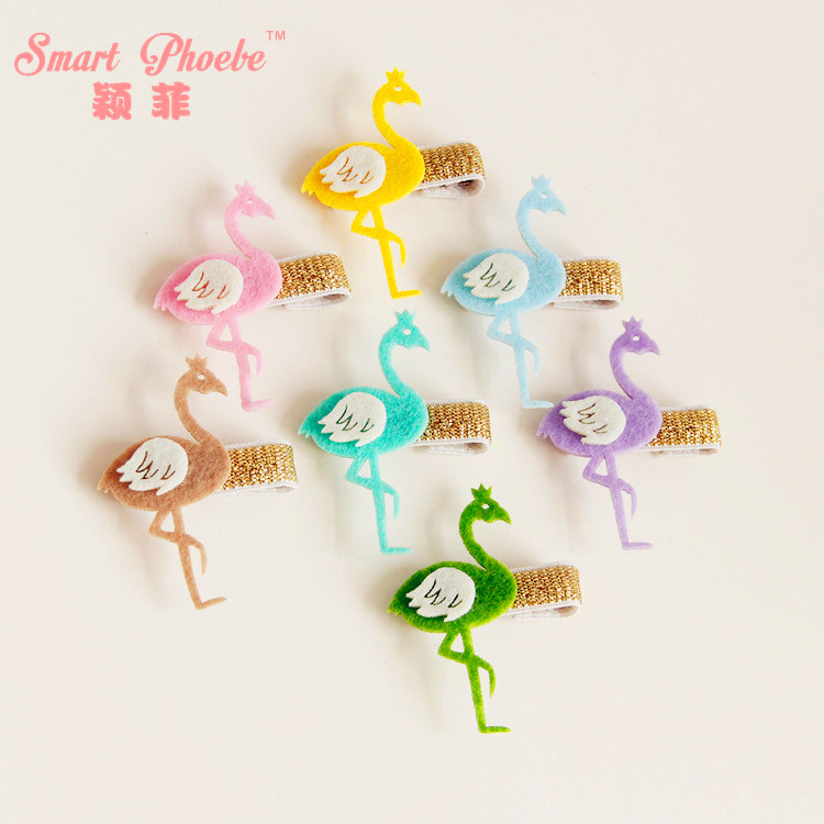 

Boutique 30pcs Fashion Cute Felt Flamingo Hairpins Solid Kawaii Candy Color Animal Bird Hair Clips Hair Accessories Princess Headware, Multi-color