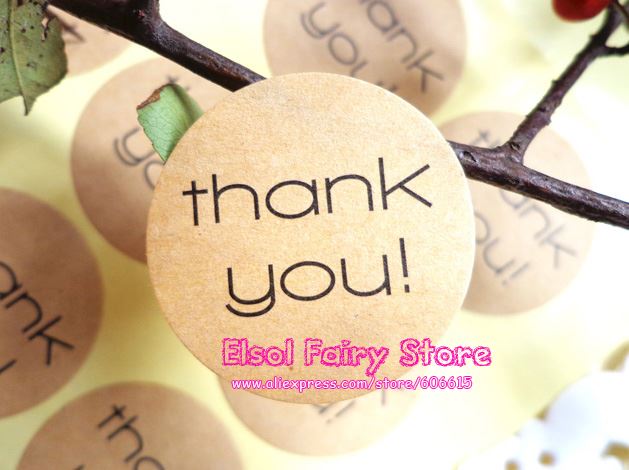 

Wholesale Lovely Seal Label Sticker Thank You Circle Point Kraft Sticker For Party Favor Bag Candy Box(600pcs) Free shipping