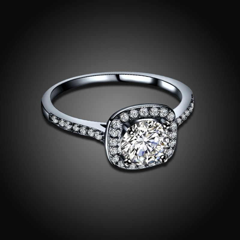 

Vecalon Fashion Women Jewelry 7mm Diamond Cz Female Wedding ring Black gold filled Engagement Band ring for Women