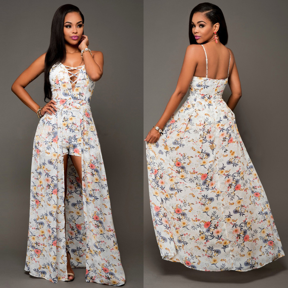 maxi romper dress with shorts