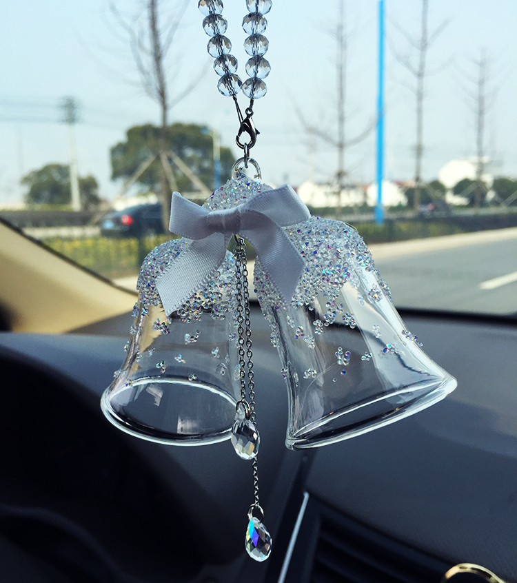 

Fashion Clear Glass Crystal Double Chime with Color Ribbon Crystal Craft Home Decor Gift Box Package DEC241