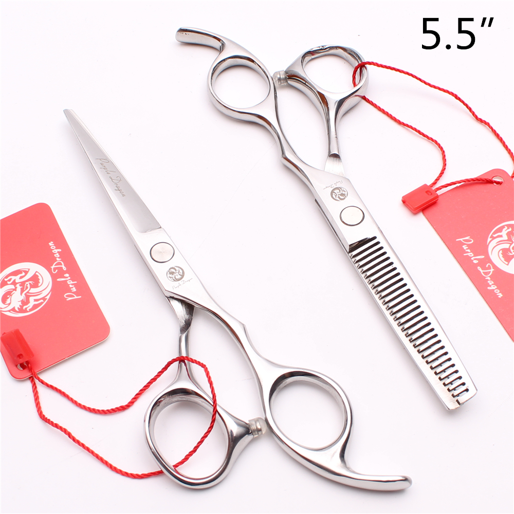 

Z1006 5.5" 16cm Japan 440C Purple Dragon Silver Barber"s Hairdressing Shears Cutting or Thinning Scissors Human Hair Scissors Style Tools