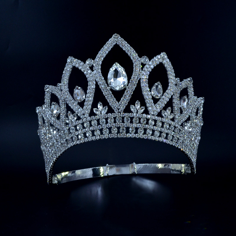 

Rhinestone Crowns Tiaras Lager Adjustable Miss Pageant Queen Bridal Wedding Princess Party Prom Night Clup Show Headdress Hairwear 00022m