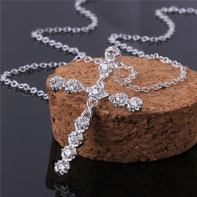 

hot sale cross sailing sterling silver plated jewelry necklace for women WN668,nice 925 silver Pendant Necklaces with chain