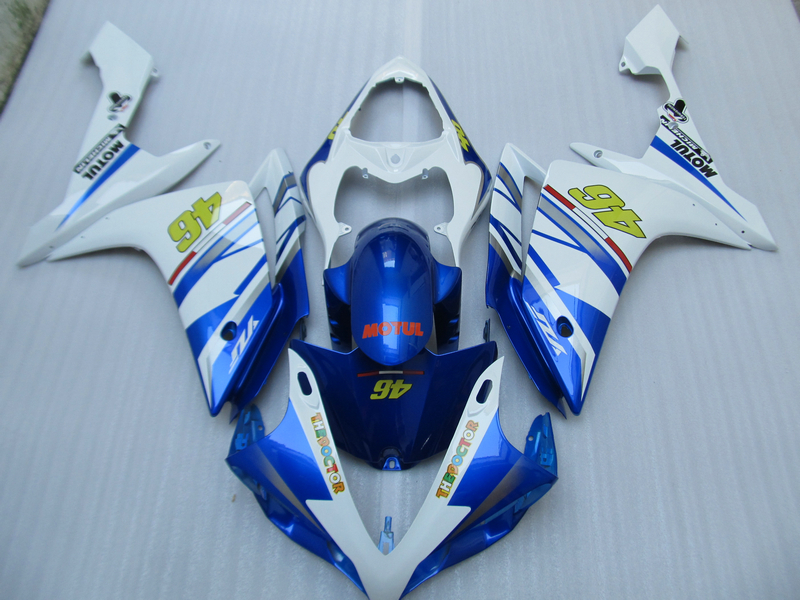 

Injection molding hot sale fairing kit for Yamaha YZF R1 07 08 blue white fairings set YZFR1 2007 2008 OT07, Same as the picture shows