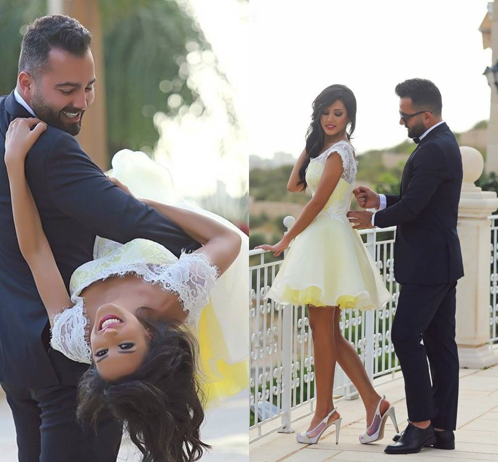 

Daffodil White Lace Short Prom Dresses Scoop Cap Sleeves Organza Tulle Aline Yellow Short Cocktail Party Dresses Homecoming Dresses, Pink