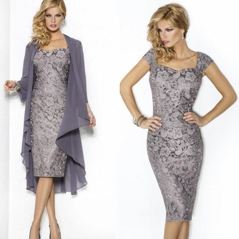 

Full Lace Mother Of The Bride Dresses Sequare Neck Formal Dress Plus Size Mothers Gowns With Free Jacket