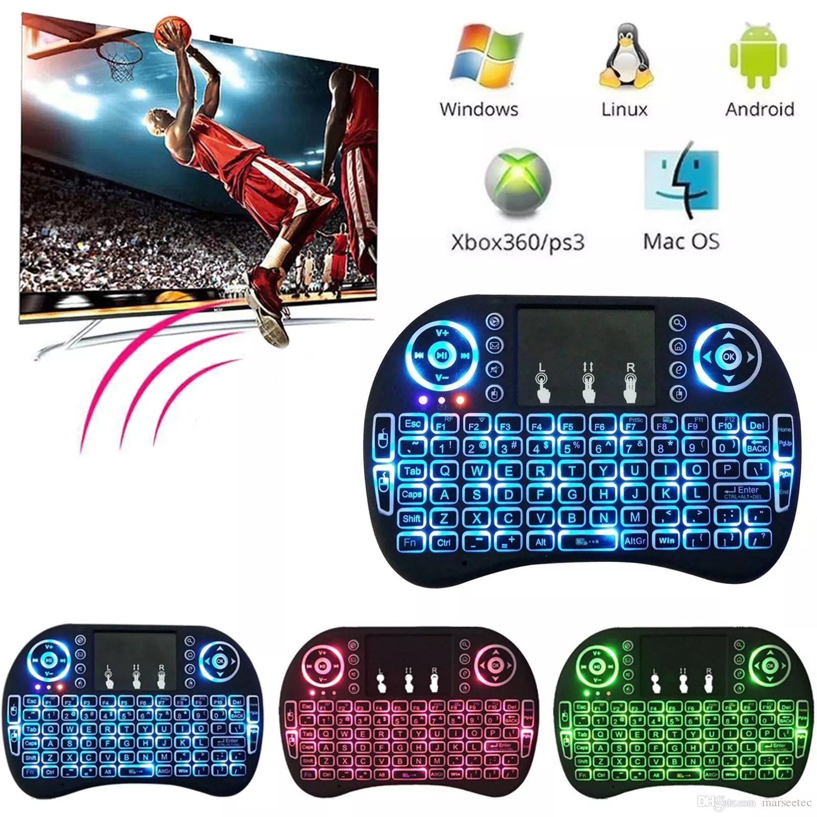 3 color Touchpad Handheld Air Mouse Mini 2.4G Backlit Wireless Touchpad Keyboard Air Mouse Multifunction For PC Pad Android TV Box-image-401333253