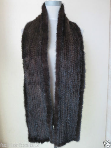 

brand new elegant mens real mink fur knitted scarf collar neckerchief brown