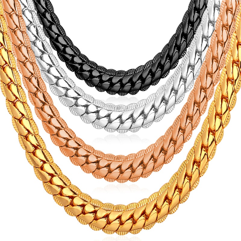

6MM 18quot32quot Men Gold Chain 18K Yellow Gold Plated Jewelry Curb Cuban Link Chain Necklace9773113