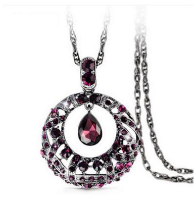 Pendant Necklaces Free Fashion High Quanlity Crystal Sweater Women Necklace Long Drop Party Dress Jewelry Gift-image-182038140