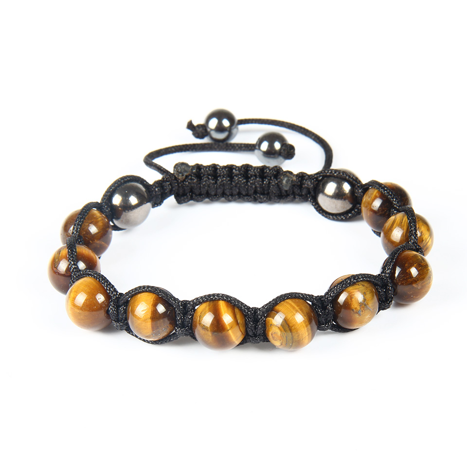 

Wholesale 10pcs/lot Fashion Mens Bracelet High Quality 10mm Hematite and Tiger Eye Stone Bead Jewelry, Golden;silver