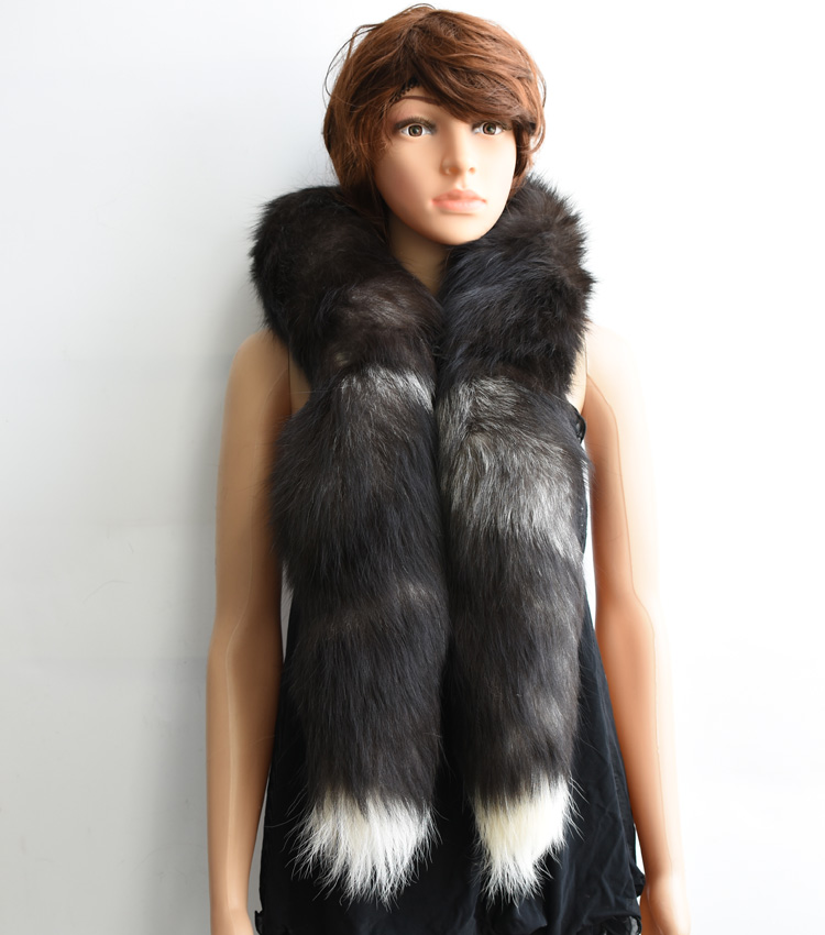 

Winter Women's Natural Real Fox Fur Scarf Long Fox Fur Cap Fur Collar Scarves 160cm Soft Neck Warmer