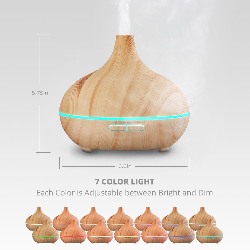 

300ml Cool Mist Aroma Essential Oil Diffuser Humidifier for Office Home Bedroom Living Room Yoga Spa Wood Grain DEC289