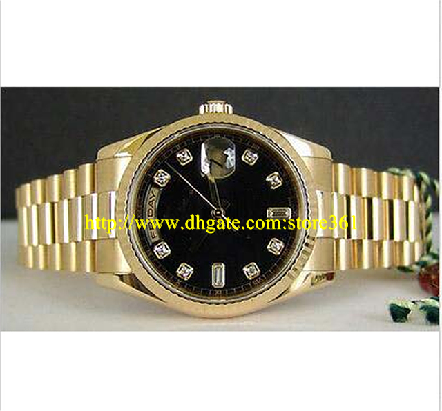 

store361 new arrive watches Men's 18kt GOLD PRESIDENT Black Diamond Dial -118238