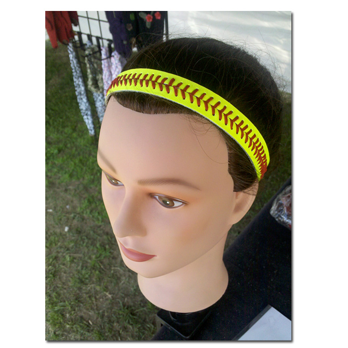 

Neon yellow headband yellow softball head bands leather gifts