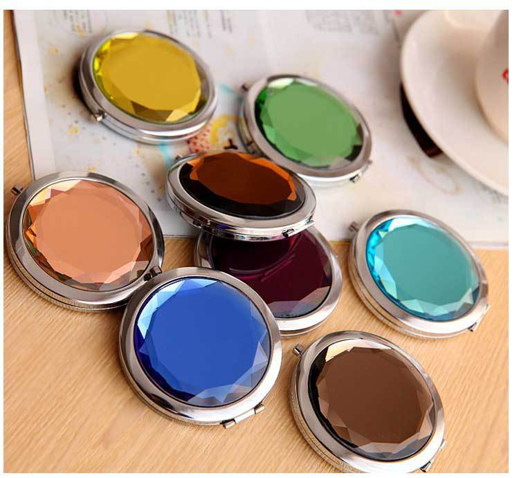 

Cosmetic Compact Mirrors Crystal Round Magnifying Multi Color Make Up Makeup Tools Mirror Wedding Favor Gift