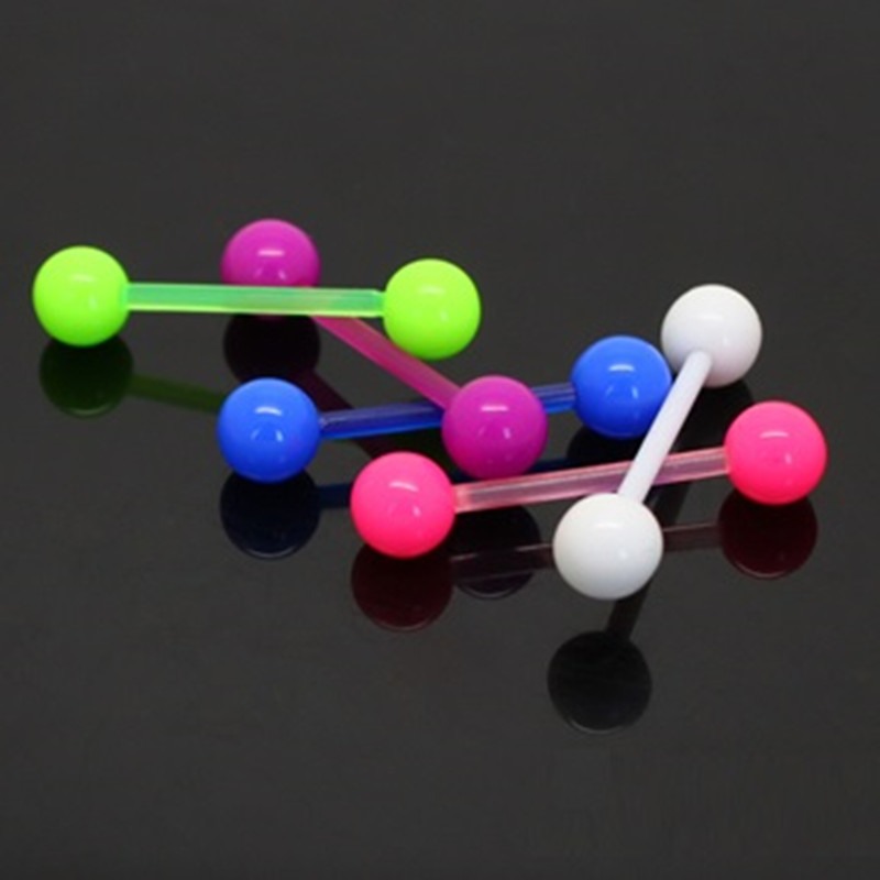 

Flexi PTFE Tongue Bar Clear Tongue Ring Popular Wholesale Body Jewelry 14G Brabell UV Acrylic 200pcs/lot Free Shipping Soft