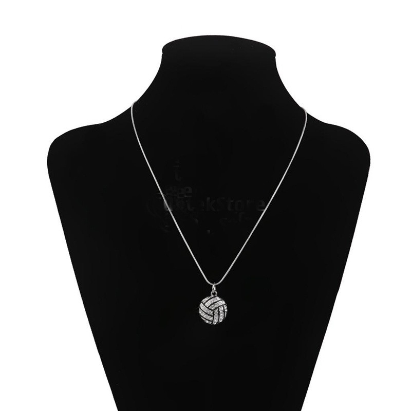 Wholesale-1 pcs New Design Fashion Alloy Rhinestone Volleyball Snake Chain Pendant Charms Necklace Random color