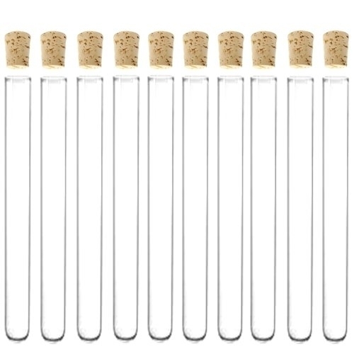 Vente en gros - Tube à essai en verre avec bouchon en liège 15x100 mm Verre borosilicaté 4 pouces d'épaisseur de paroi 1,0 mm --Pack de 25