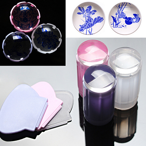 

Wholesale- Clear Nail Art Jelly Stamper Stamp Scraper Set Polish Stamping Manicure Tools
