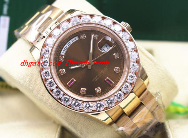 

Luxury Wristwatch 118205 Mens Everose Gold Chocolate Diamond & Ruby 41MM Bigger Diamonds Watch Automatic Mechanical Movement Men's Watch