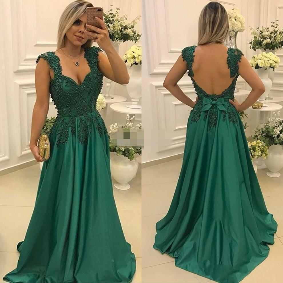 

Moroccan Kaftan Elegant Green Evening Dresses Long 2019 Sweetheart Beading Pearls Satin Prom Party Gowns Backless Prom Dress, Brown