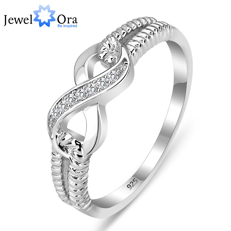 q228 Genuine 925 Sterling Silver Jewelry Designer Brand Rings For Women Wedding Lady Infinity Ring Size (JewelOra RI101804)