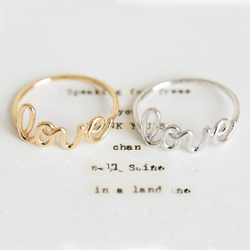 

New Arrival Wholesale Fashion LOVE Rings Letter Rings Women Minimalist Ring Can Mix Color EFR040