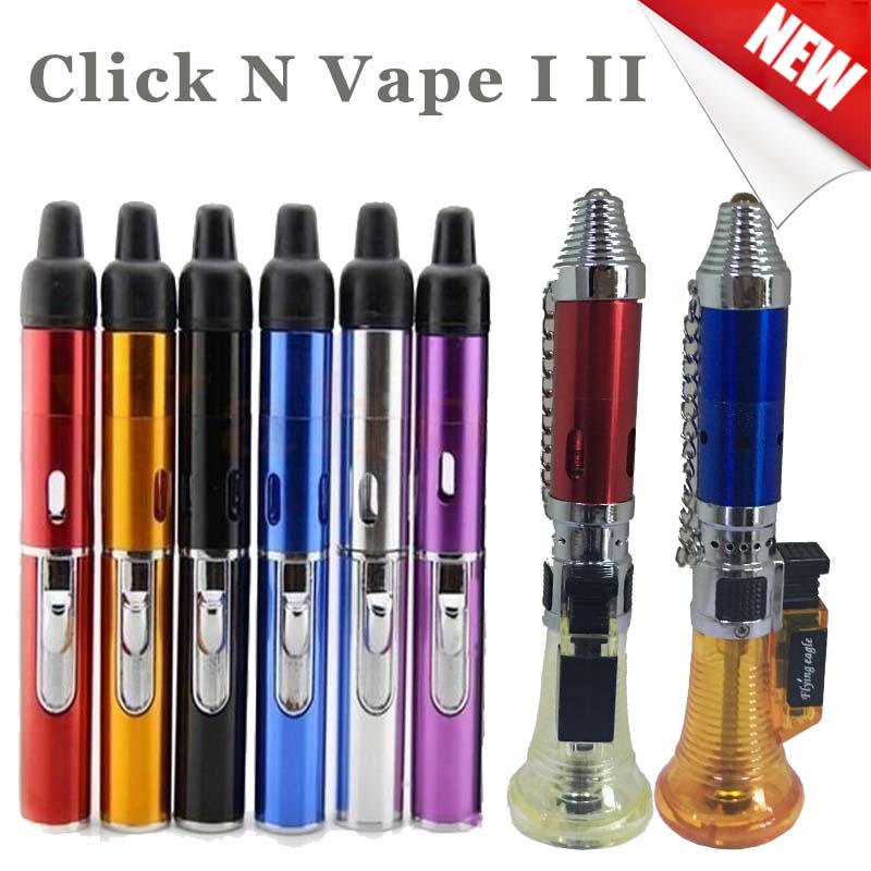 

Newest Smoking Click N Vape Dry Herbal Vaporizer Sneak Toke Burner Lighter Torch Wax Pipe Filter multi Colors DHL Free Shipping