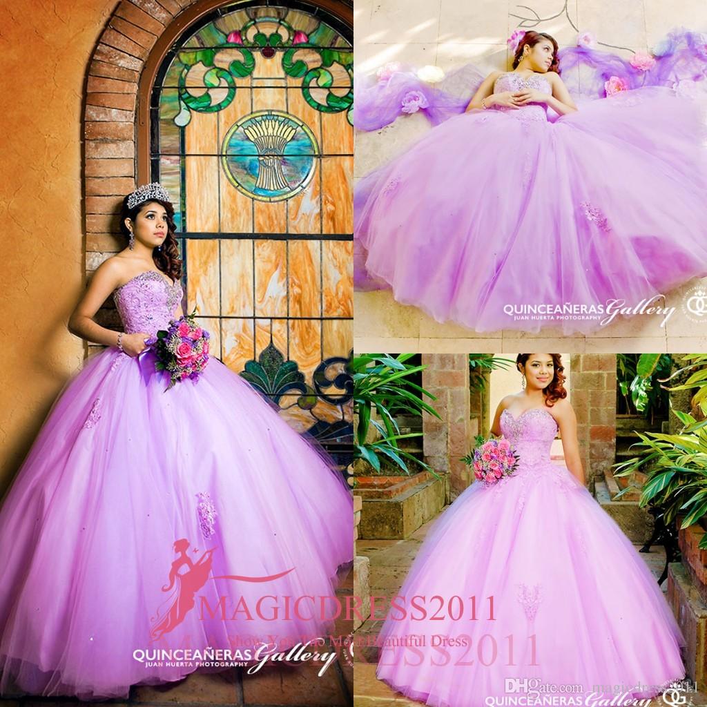 Gorgeous 2021 Lilac Quinceanera Dresses Open Back Appliques Ball Gown Sweetheart Tulle 16 Sweet Beaded Prom Party Gowns vestidos de novia-image-394248758