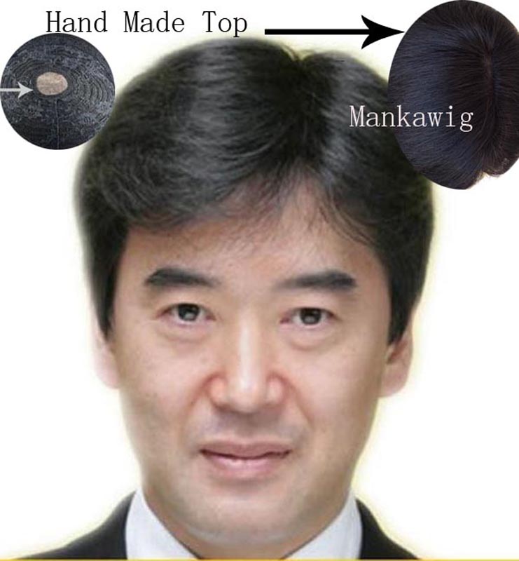 

100% Real Natural Human Hair Short Full Wigs Genuine Men Hairpiece Toupee, Clear