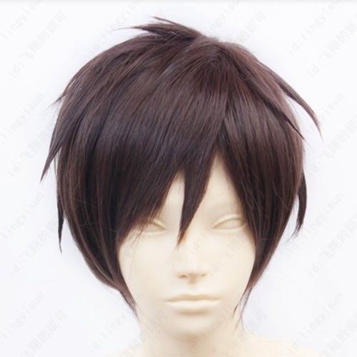 Livraison gratuite nouvelle perruque d'image de mode de haute qualité chaude! Attaque sur Titan Eren Jaeger Court Brun Foncé Cosplay Perruque Liv