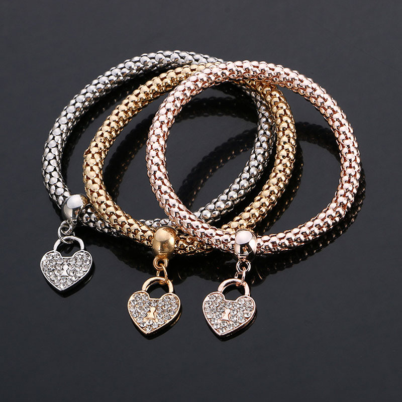 

Wholesale Vintage Multilayer Popcorn Bracelet & Bangle Fashion Crystal butterfly Heart ball Charms Bracelet for Women Jewelry