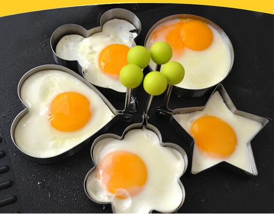 

Free EMS 100pcs Mini Star Heart Round Flower Egg Cooker LOVE Egg DIY Stainless Steel Star Fried Egg Potato Cake Tool Retail Package