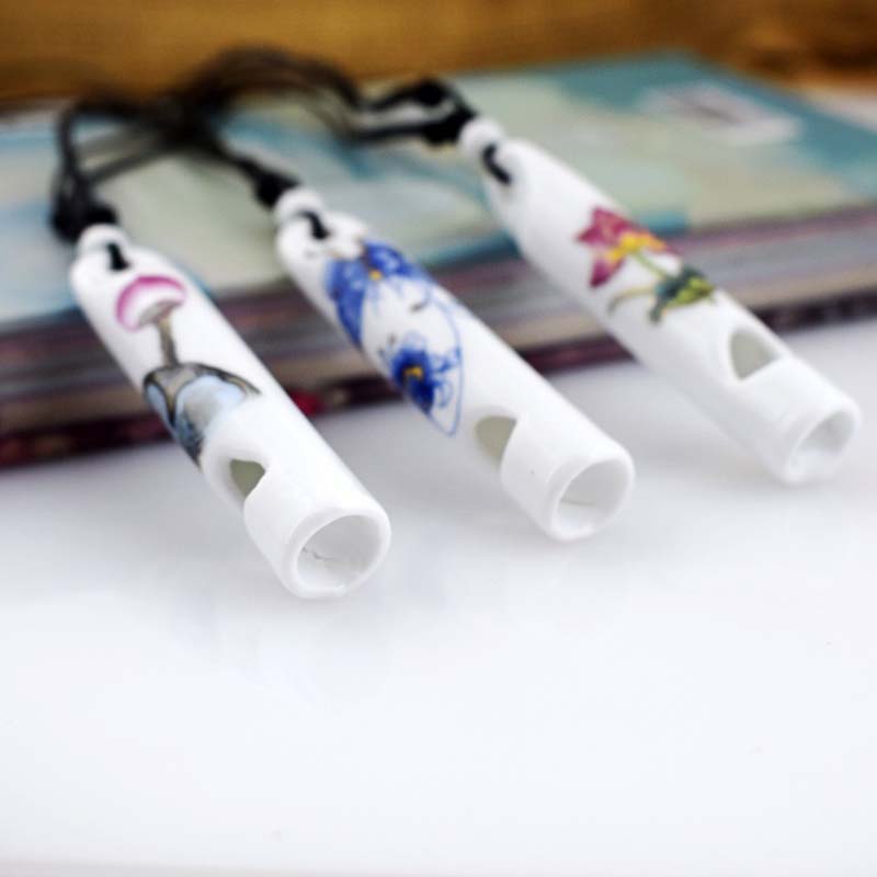 

2017 new sales jewelry ceramic whistle hand painting souvenirs gift wholesale Pendant Necklaces 1.2*6.3cm free shipping