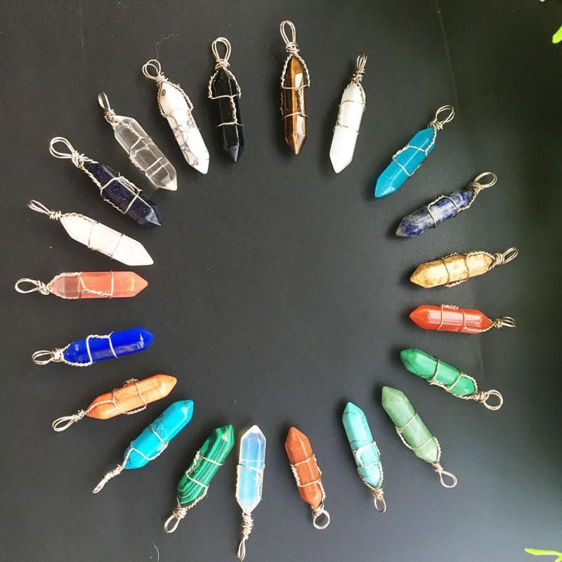 

Wholesale New Malachite Aventurine Rock Crystal Natural Stone Hexagon Prism Pendant Accessories Charms For necklace Europe Fashion Jewelry