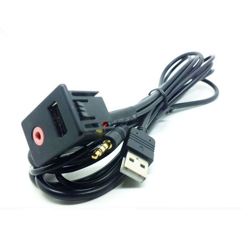 Nouveau 1pcs Automobiles 3.5mm USB AUX Casque Mâle Jack Mount Adaptateur De Voiture Panneau Intérieur Kit D'entrée