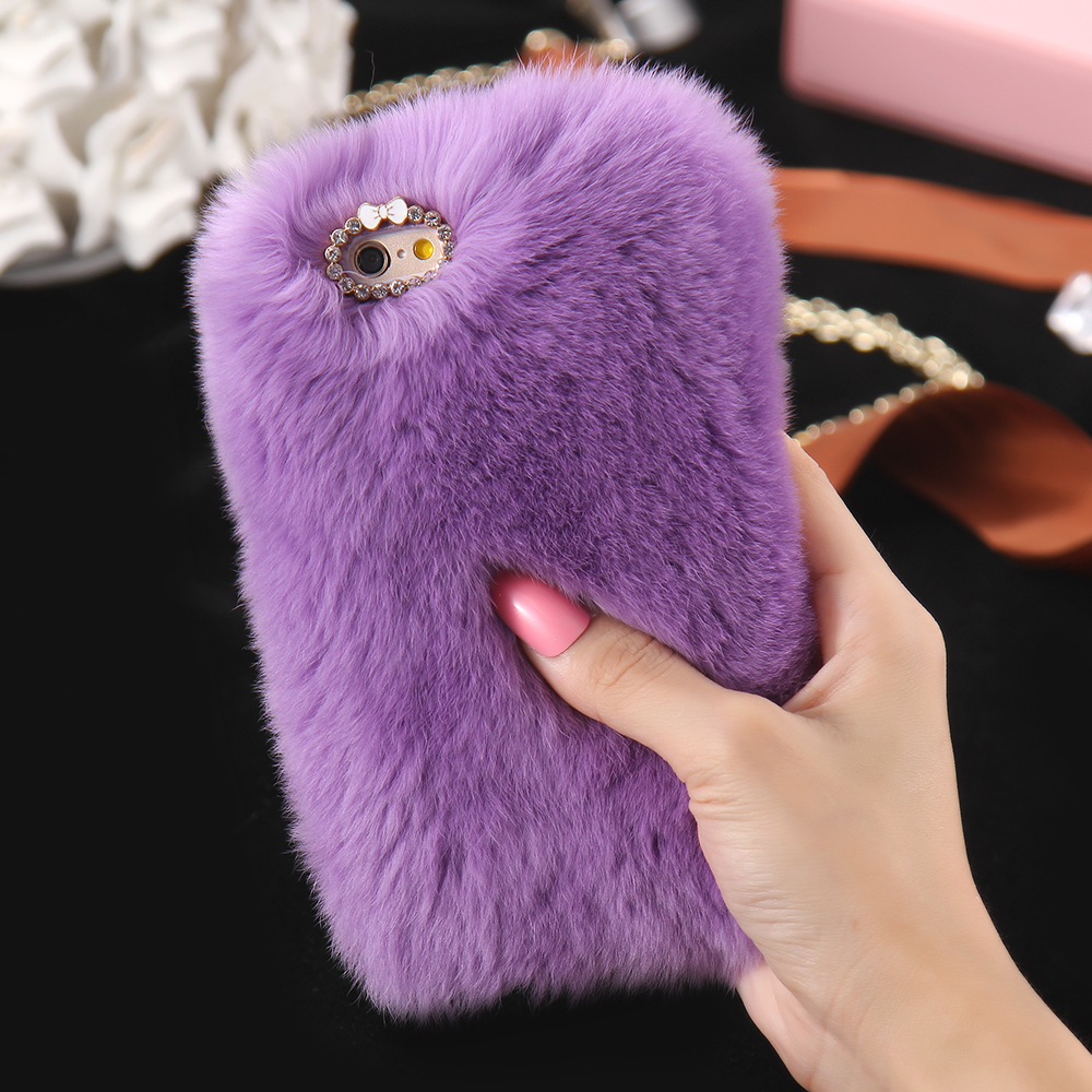 Lindo oreja de conejo Esponjoso Peludo Conejo De Peluche Suave Estuche Cubierta Para Samsung A8 Plus J4